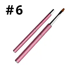 Pędzelek do żelu składany z cyrkoniami #6 – różowy | NILO Perfect Nails